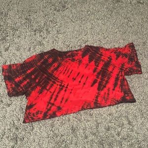 LF- red and black tie dye cropped tee shirt